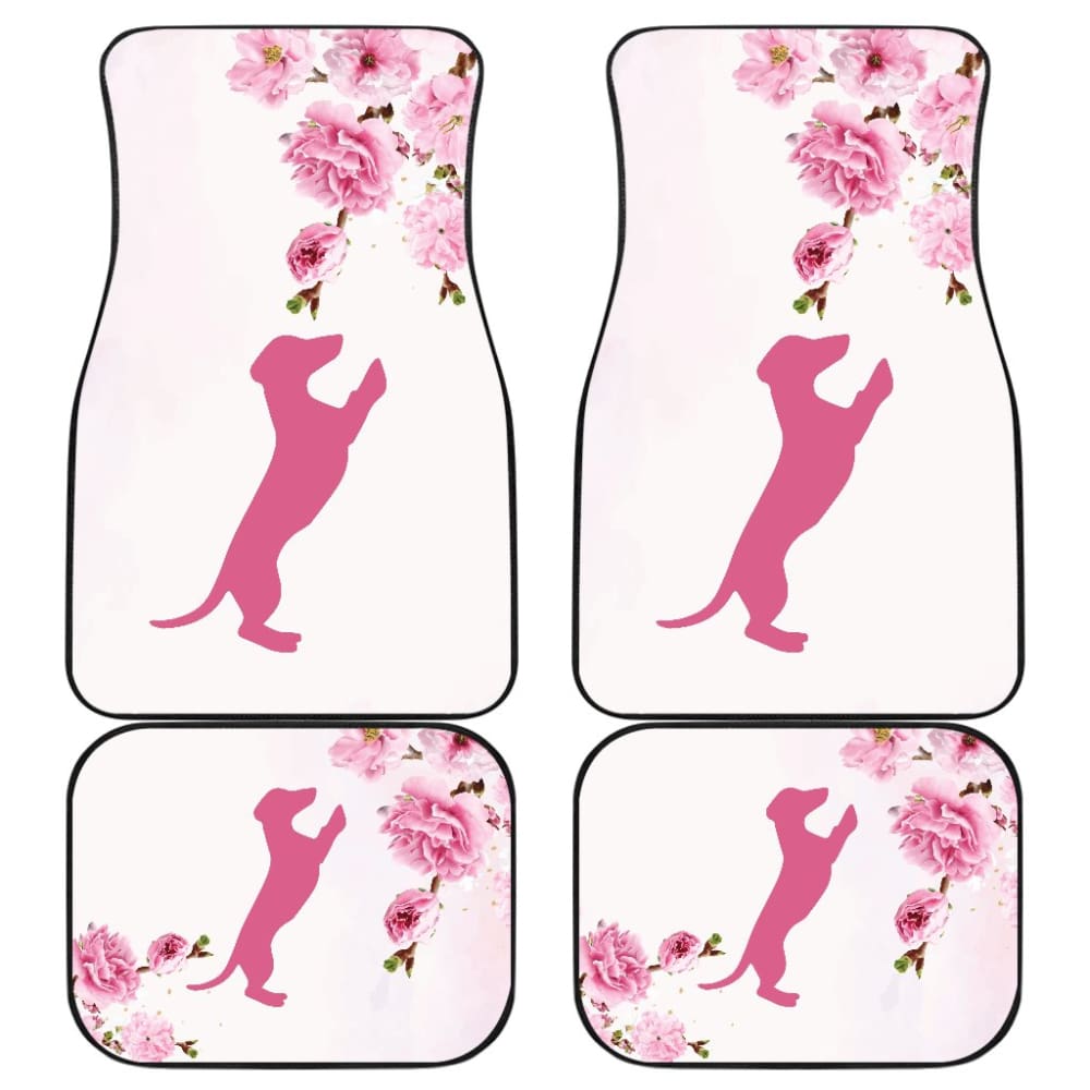 Pink Dachshund And Floral For Flower And Dog Lovers Car Floor Mats - Make Your Own Styles