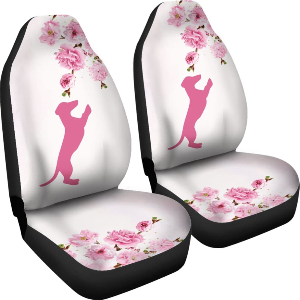 Pink Dachshund And Floral For Flower And Dog Lovers Car Seat Covers 210301 - YourCarButBetter
