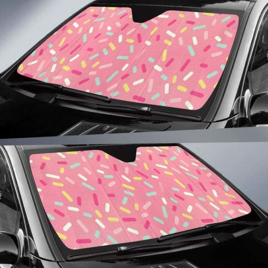 Pink Donut Glaze Candy Pattern Car Auto Sun Shades 103406 - YourCarButBetter