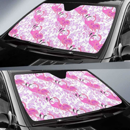 Pink Flamingo Flower Pattern Car Auto Sun Shades 172609 - YourCarButBetter