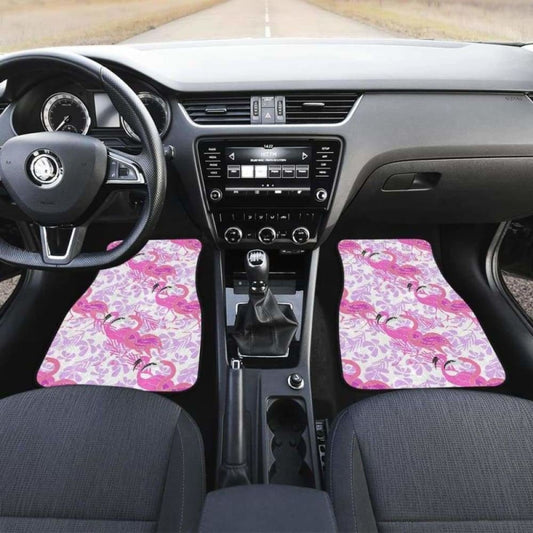 Pink Flamingo Flower Pattern Front And Back Car Mats 201010