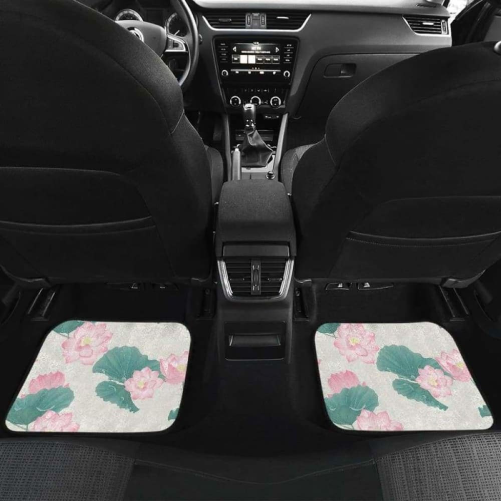 Pink Lotus Waterlily Leaves Pattern Front And Back Car Mats 174914 - YourCarButBetter