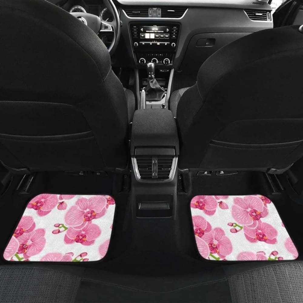 Pink Purple Orchid Pattern Background Front And Back Car Mats 174914 - YourCarButBetter