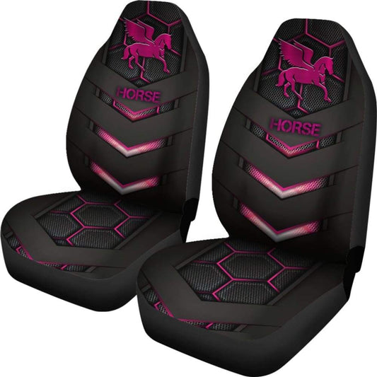 Pink Walking Horse Emblem Car Seat Covers 210503