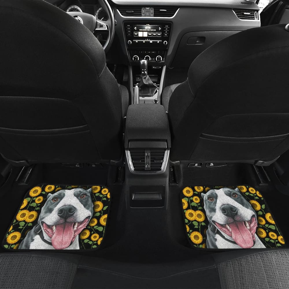 Pitbull Dog You Are My Sunshine Sunflower Car Floor Mats 211003