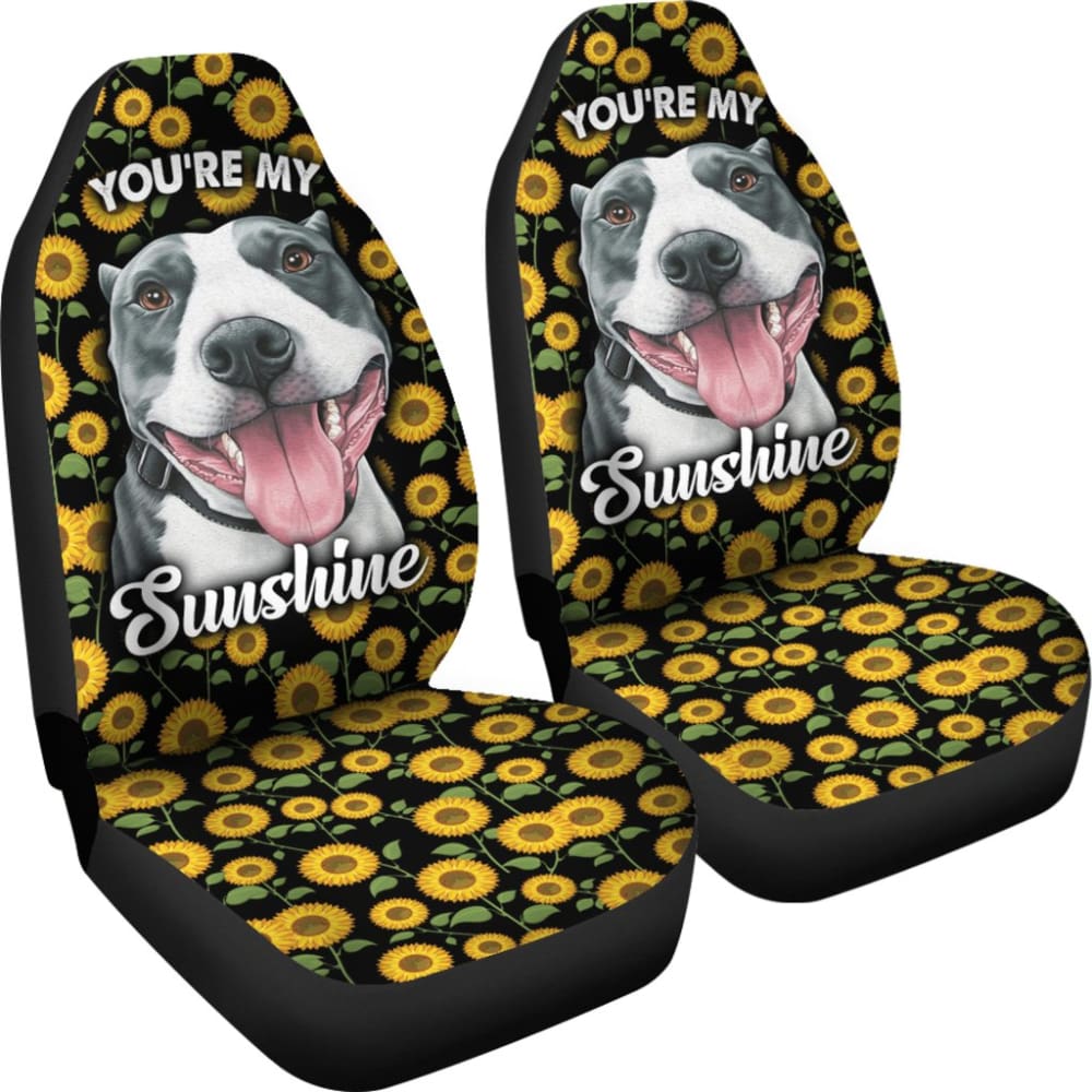 Pitbull Dog You Are My Sunshine Sunflower Car Seat Covers 211003