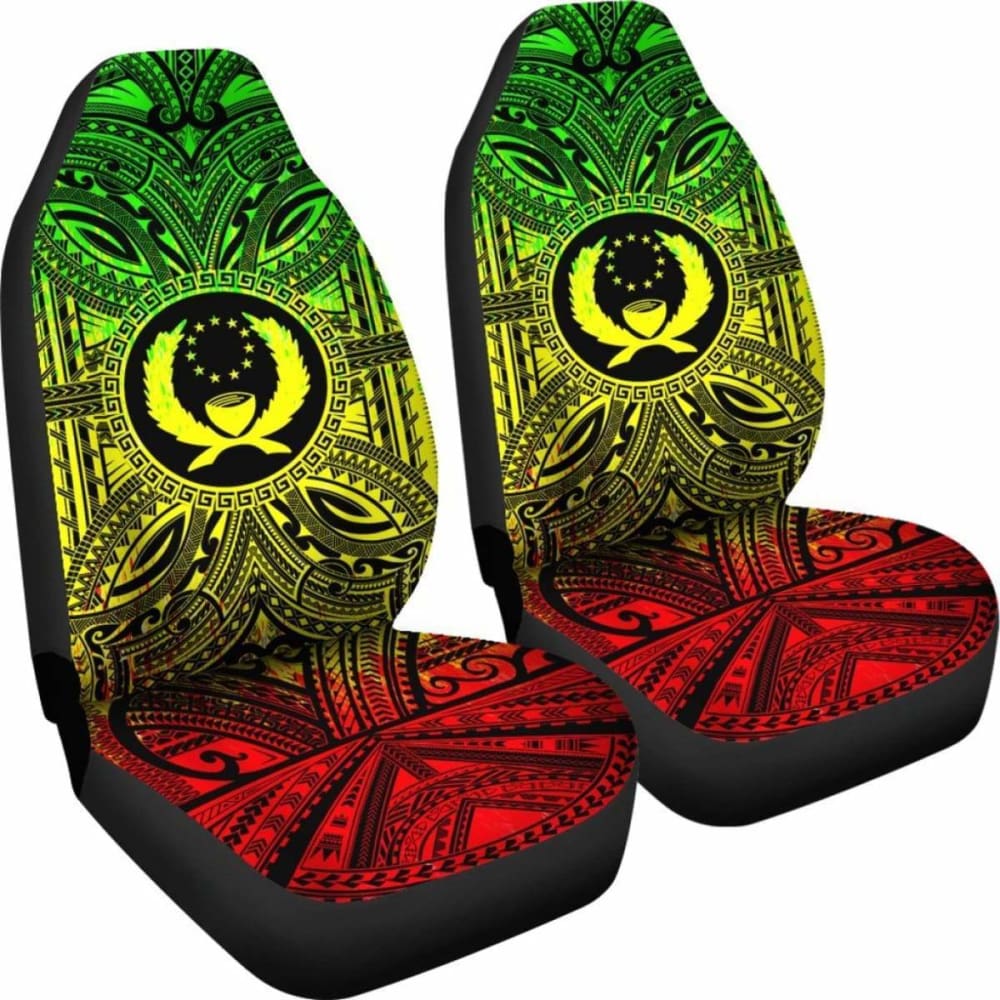Pohnpei Car Seat Cover - Pohnpei Coat Of Arms Polynesian Reggae Style 10 153908 - YourCarButBetter