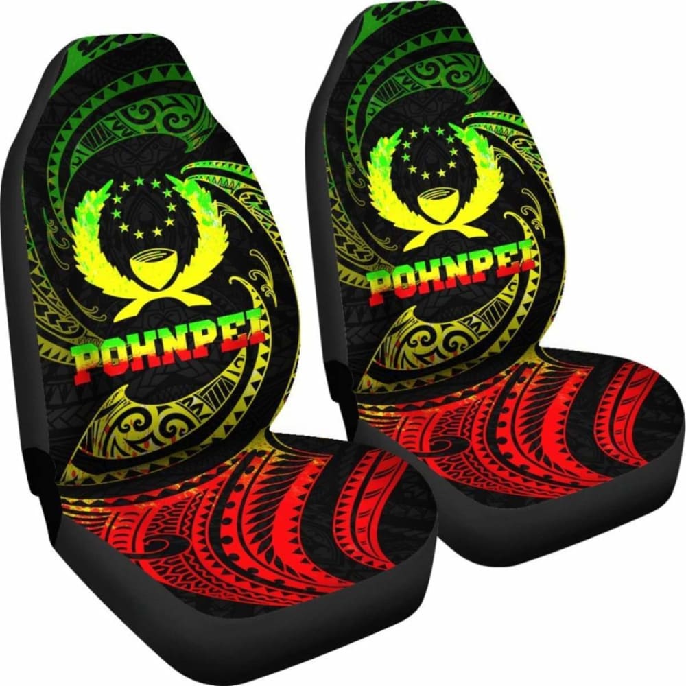 Pohnpei Micronesia Car Seat Covers - White Tribal Wave - 12 153908 - YourCarButBetter