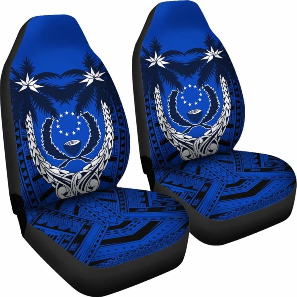 Pohnpei Micronesian Car Seat Covers - Pohnpei Flag Coconut Tree - 12 1 153908 - YourCarButBetter