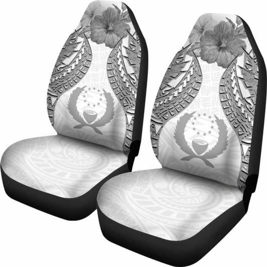 Pohnpei Polynesian Car Seat Covers Pride Seal And Hibiscus White - 232125 - YourCarButBetter