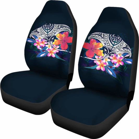Polynesian Car Seat Covers - Manta Ray And Hibiscus - 232125 - YourCarButBetter