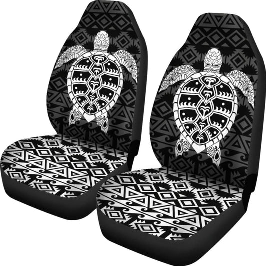 Polynesian Car Seat Covers - Polynesian Turtle Pattern White 091114 - YourCarButBetter
