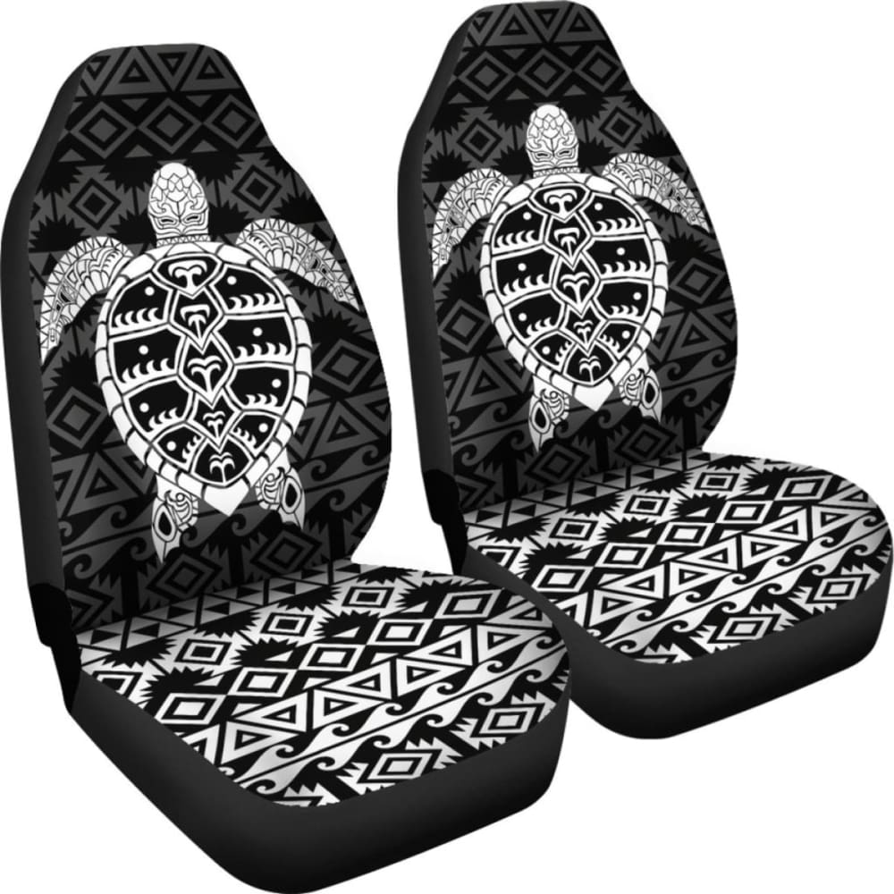 Polynesian Car Seat Covers - Polynesian Turtle Pattern White 091114 - YourCarButBetter