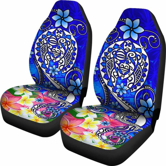 Polynesian Car Seat Covers - Turtle Plumeria Blue Color - 091114 - YourCarButBetter