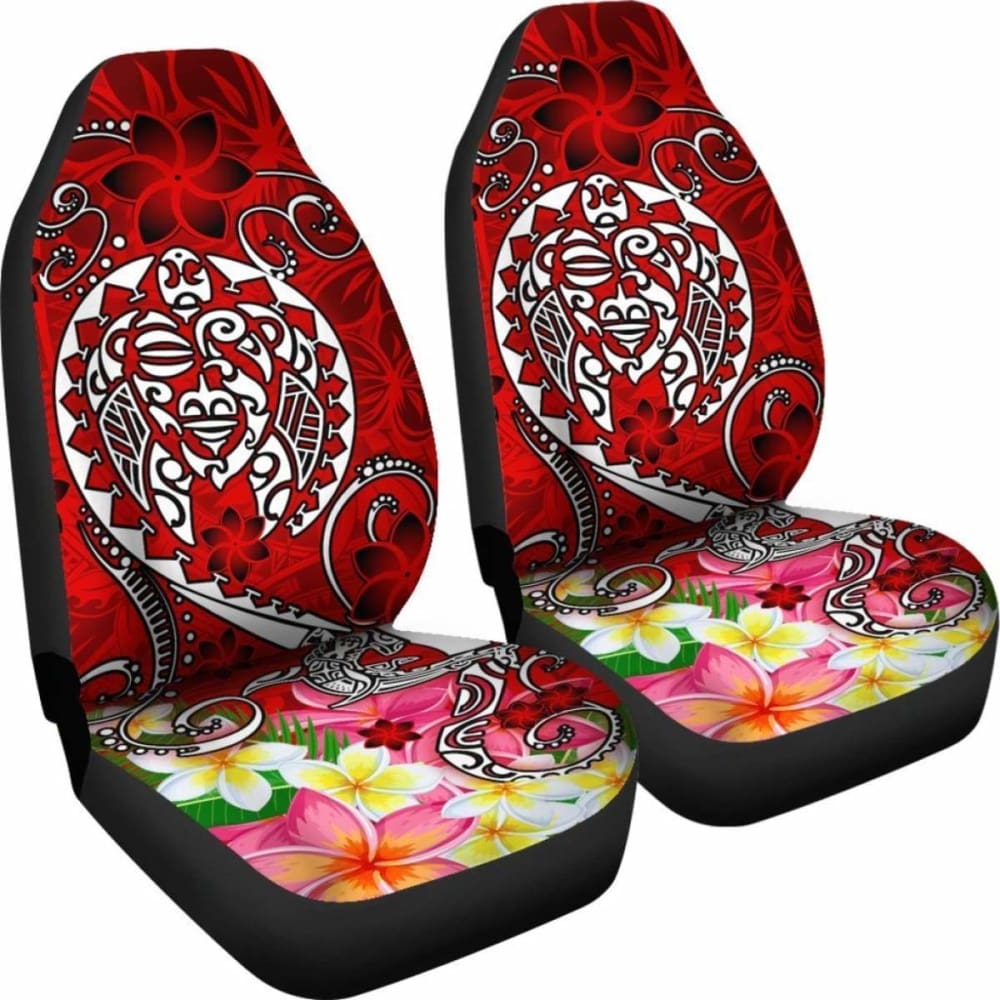Polynesian Car Seat Covers - Turtle Plumeria Red Color - 091114 - YourCarButBetter