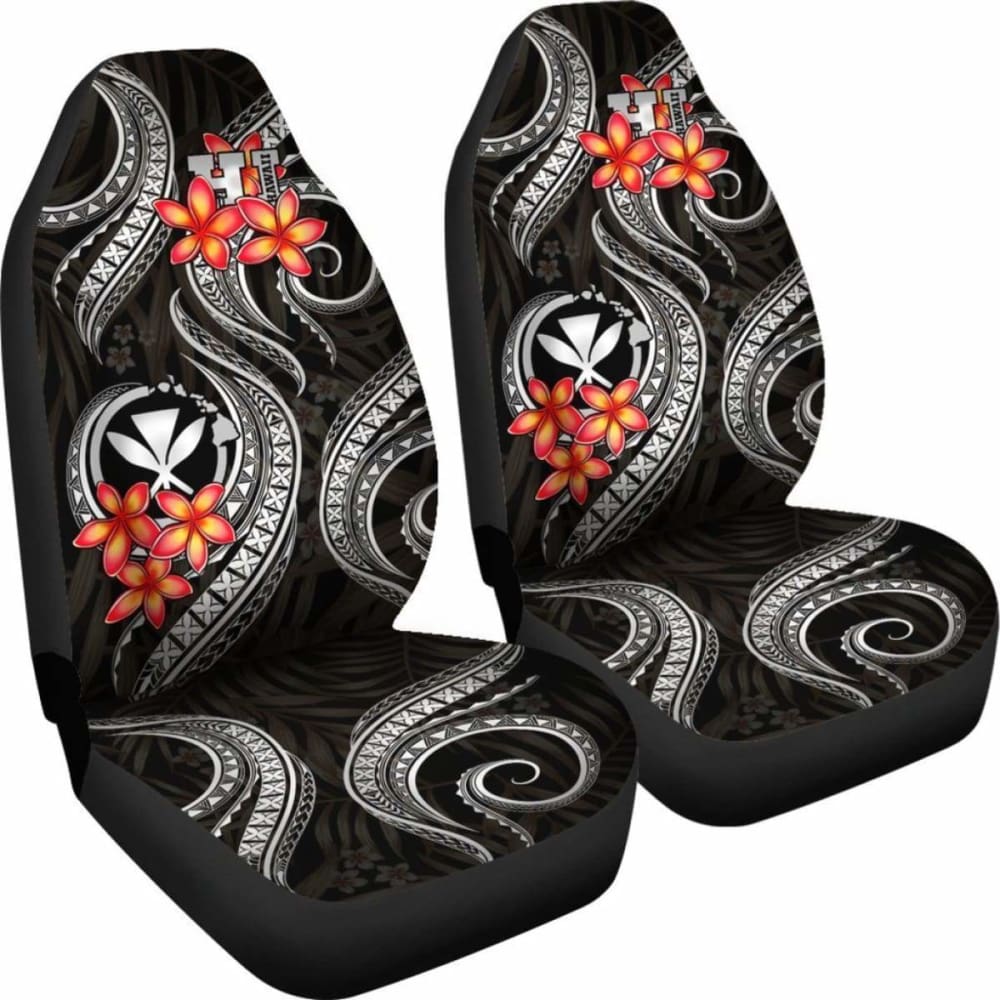 Polynesian Hawaii Car Seat Covers - Black Plumeria - 105905 - YourCarButBetter