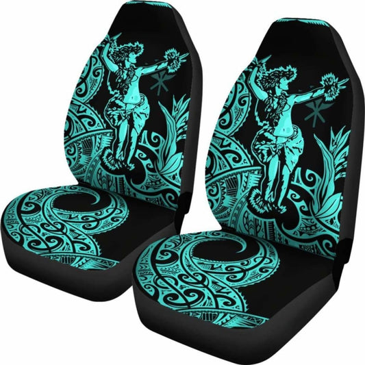 Polynesian Hawaii Car Seat Covers - Hula Girl Neon Blue - 153908 - YourCarButBetter