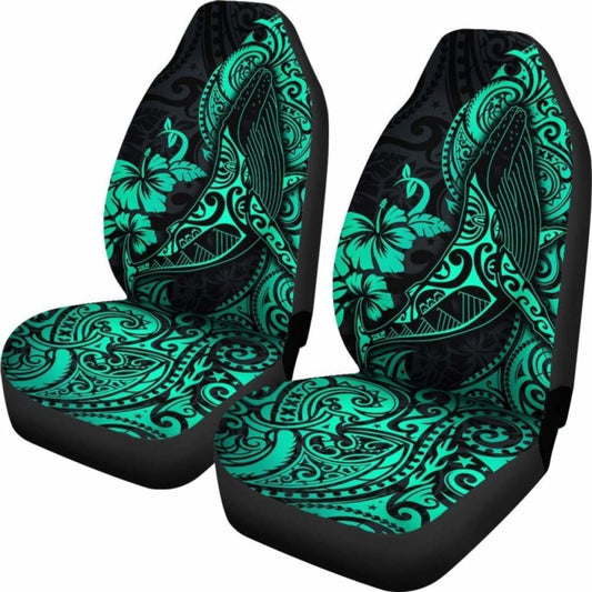 Polynesian Hawaii Car Seat Covers - Polynesian Turquoise Humpback Whale - 102802 - YourCarButBetter
