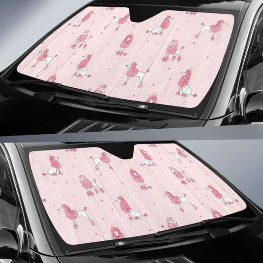 Poodle Dog Pink Color Theme Car Auto Sun Shades 104020 - YourCarButBetter