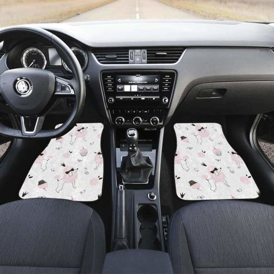 Poodle Dog Rose Cake Pattern Front And Back Car Mats 110424 - YourCarButBetter