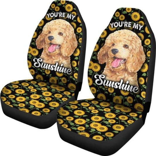 Poodles Dog You’re My Sunshine Sunflower Car Seat Covers 210402 - YourCarButBetter