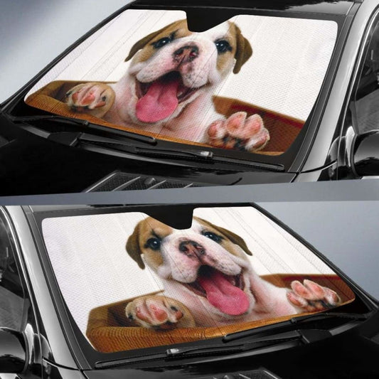 Puppy Bulldog Cute Car Sun Shade 172609 - YourCarButBetter