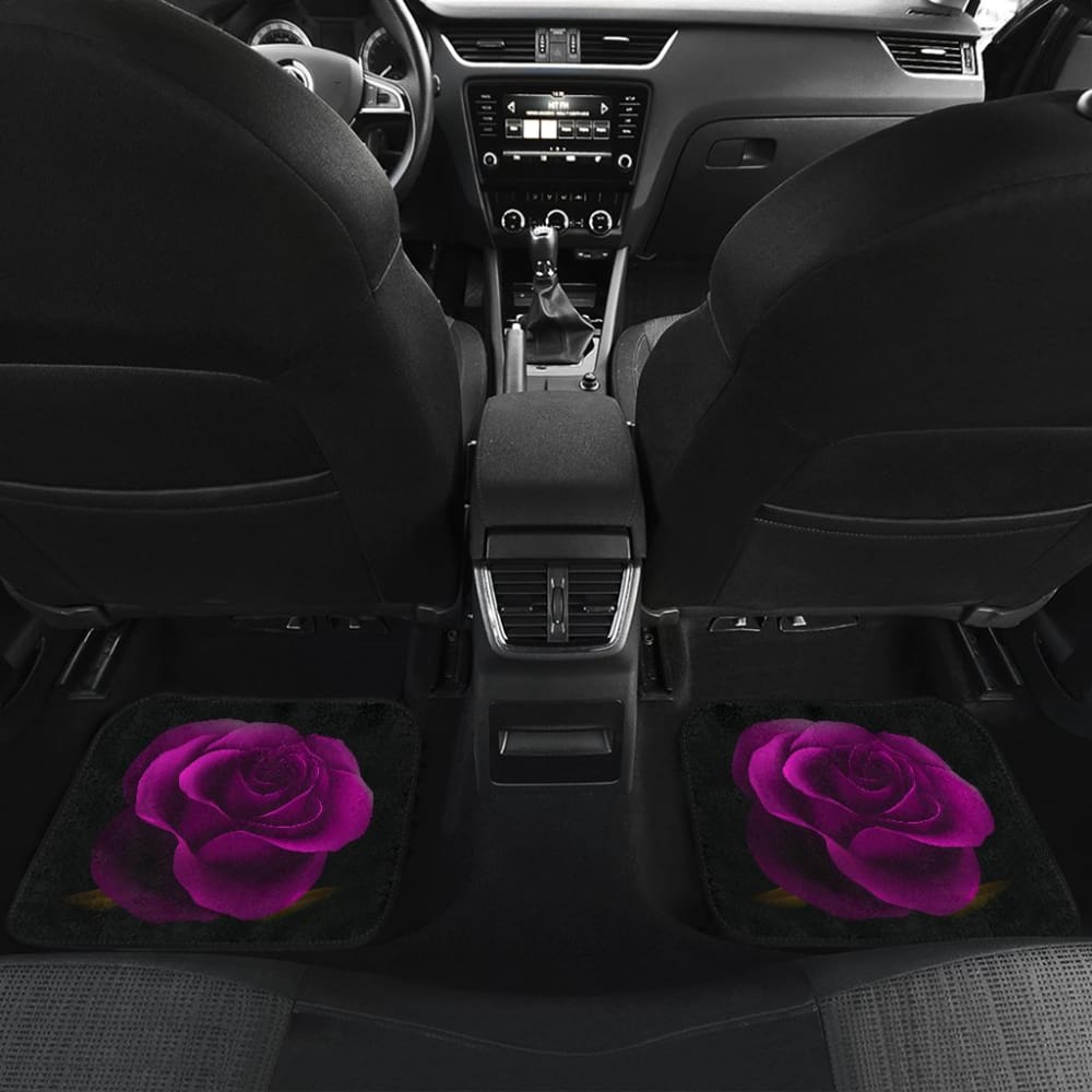Purple Rose Blooming on Black Background Car Floor Mats 210402 - YourCarButBetter