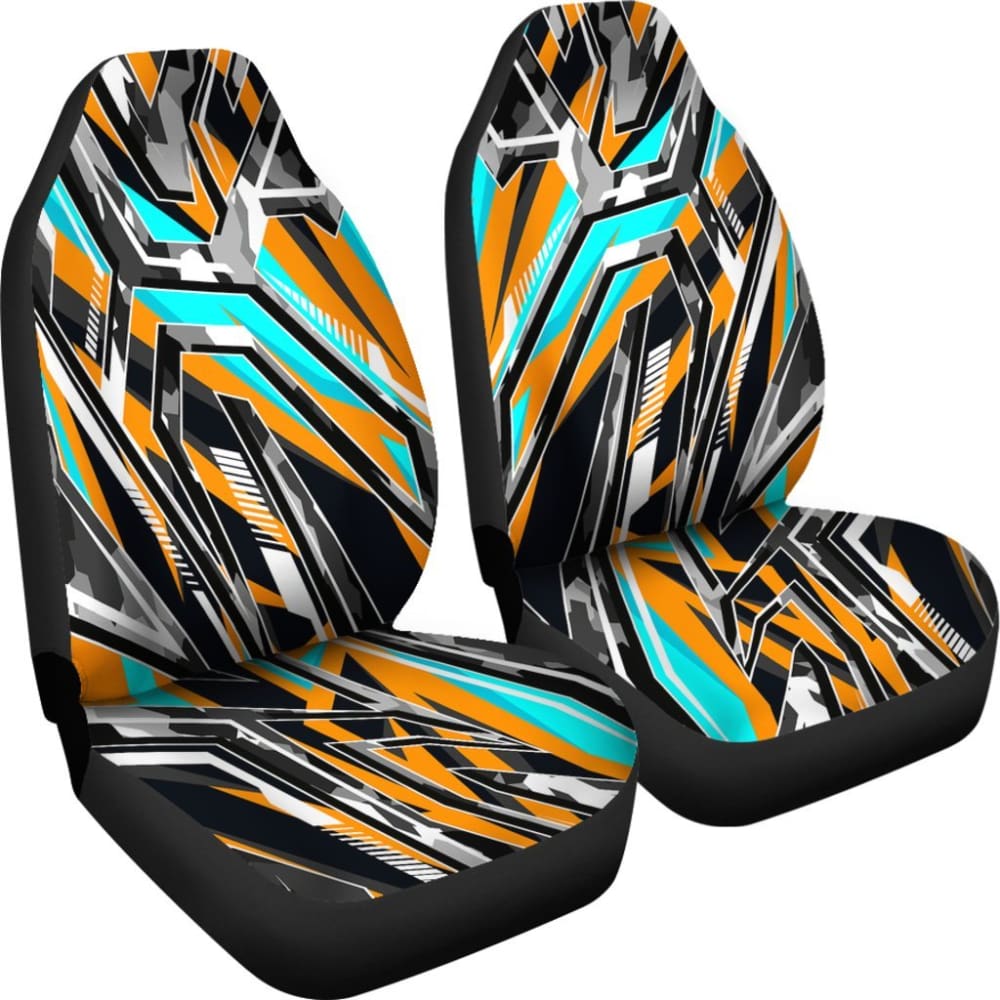Racing Army Style Wild Orange & Colorful Stripes Vibes Car Seat Covers 101819 - YourCarButBetter