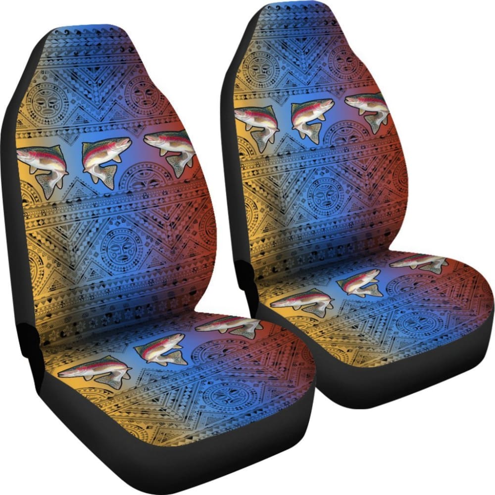 Rainbow Trout Skin Color Boho Pattern Fishing Car Seat Covers 182417 - YourCarButBetter