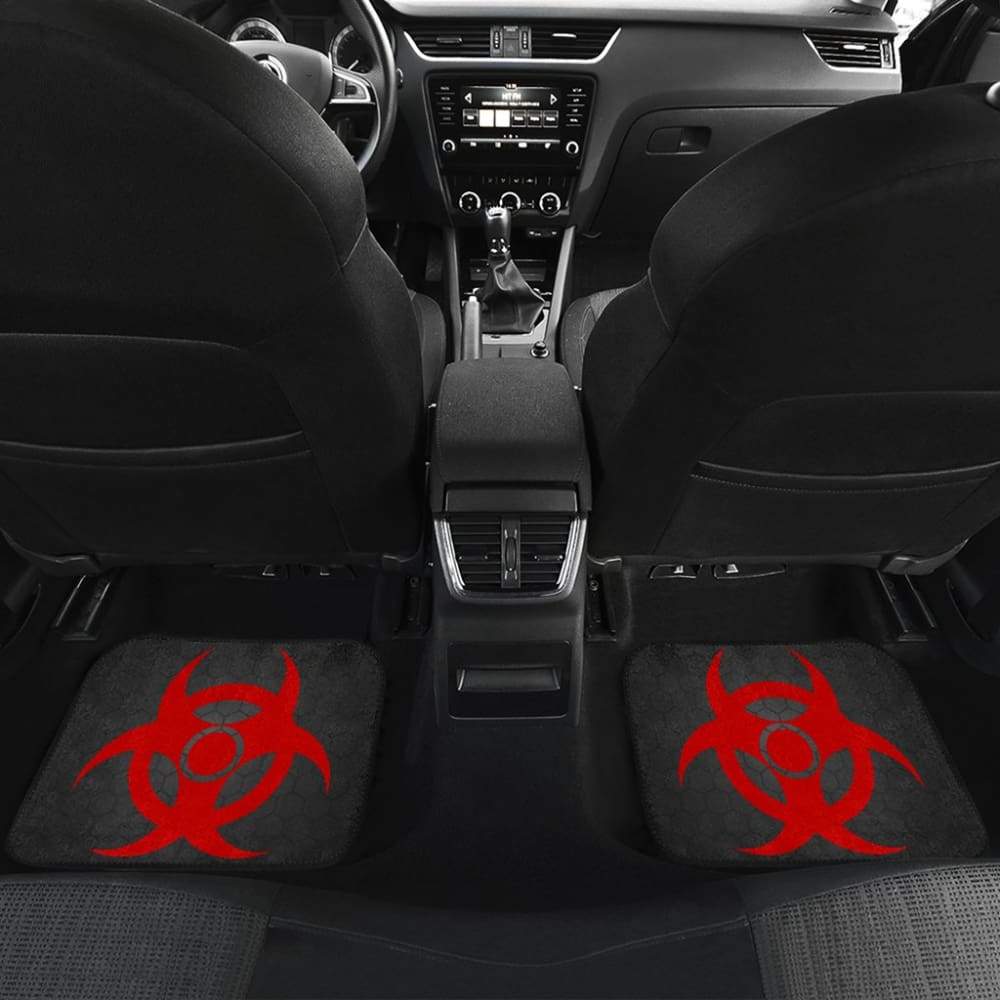 Red Biohazard Warning Black Background Car Floor Mats 211204 - YourCarButBetter