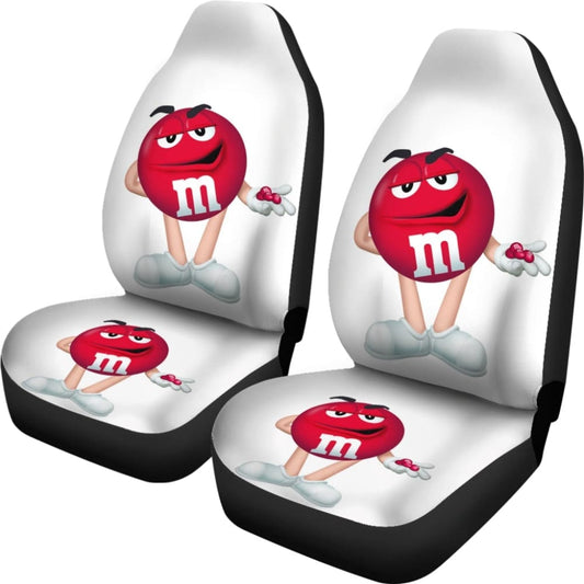 Red M&M Chocolate Car Seat Covers Car Accessories Decoration 094201 - YourCarButBetter