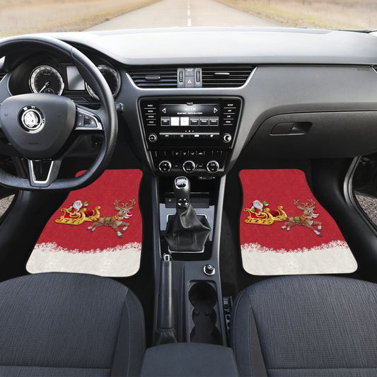 Red Nose Reindeer And Santa Claus Car Floor Mats 210601 - YourCarButBetter