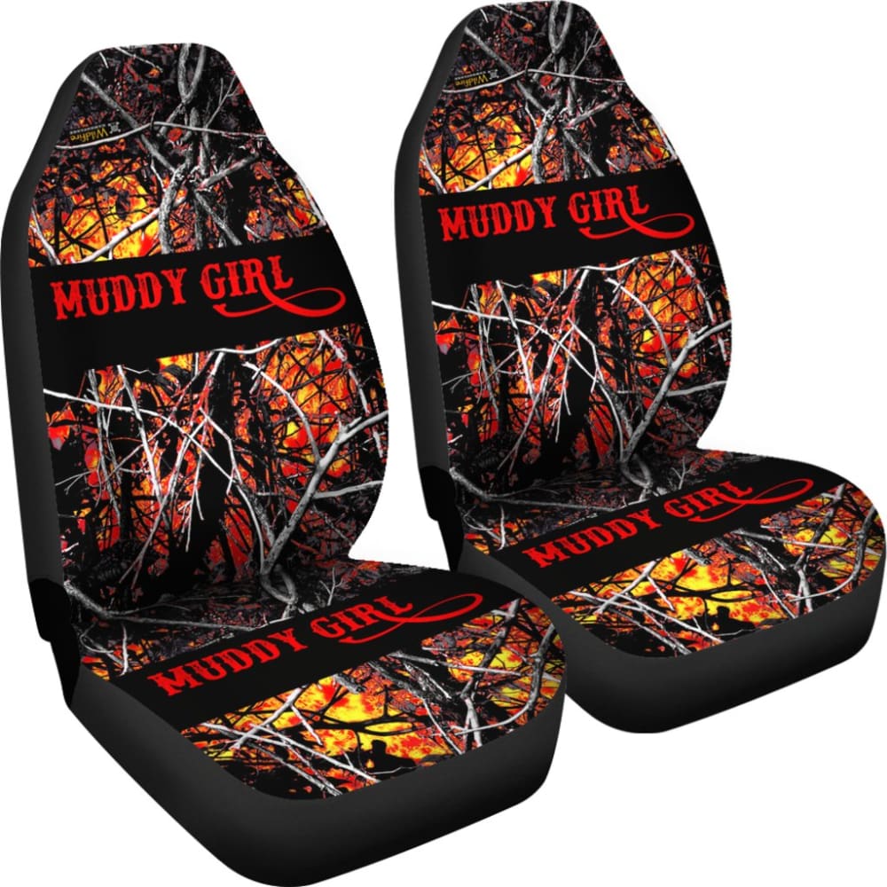 Red Orange Wildfire Muddy Girl Car Seat Covers 211002