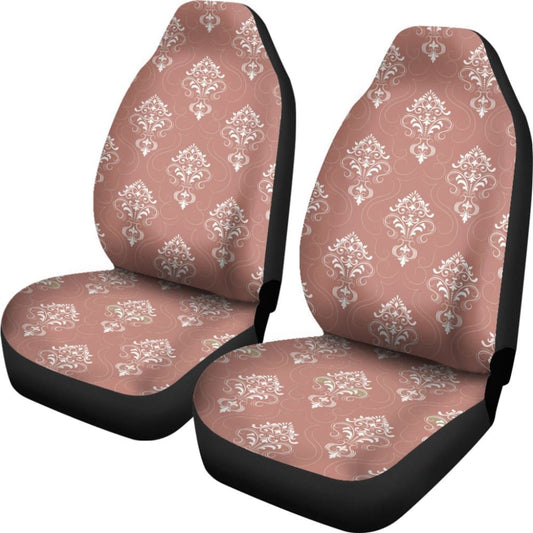 Rose Gold Damask Pattern Car Seat Covers Set 174510 - YourCarButBetter