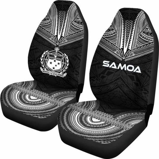 Samoa Car Seat Cover - Samoa Coat Of Arms Polynesian Chief Tattoo Black Version - 10 174914 - YourCarButBetter