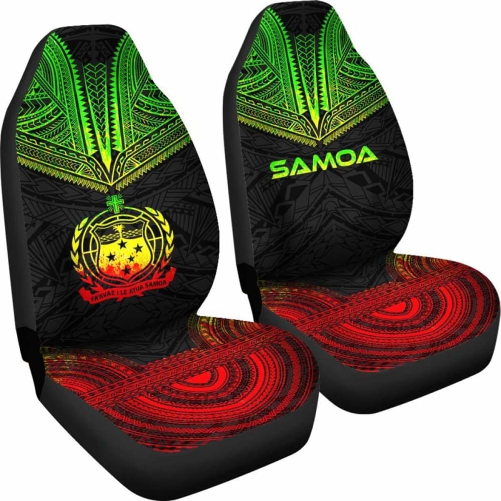 Samoa Car Seat Cover - Samoa Coat Of Arms Polynesian Chief Tattoo Reggae Version - 10 174914 - YourCarButBetter