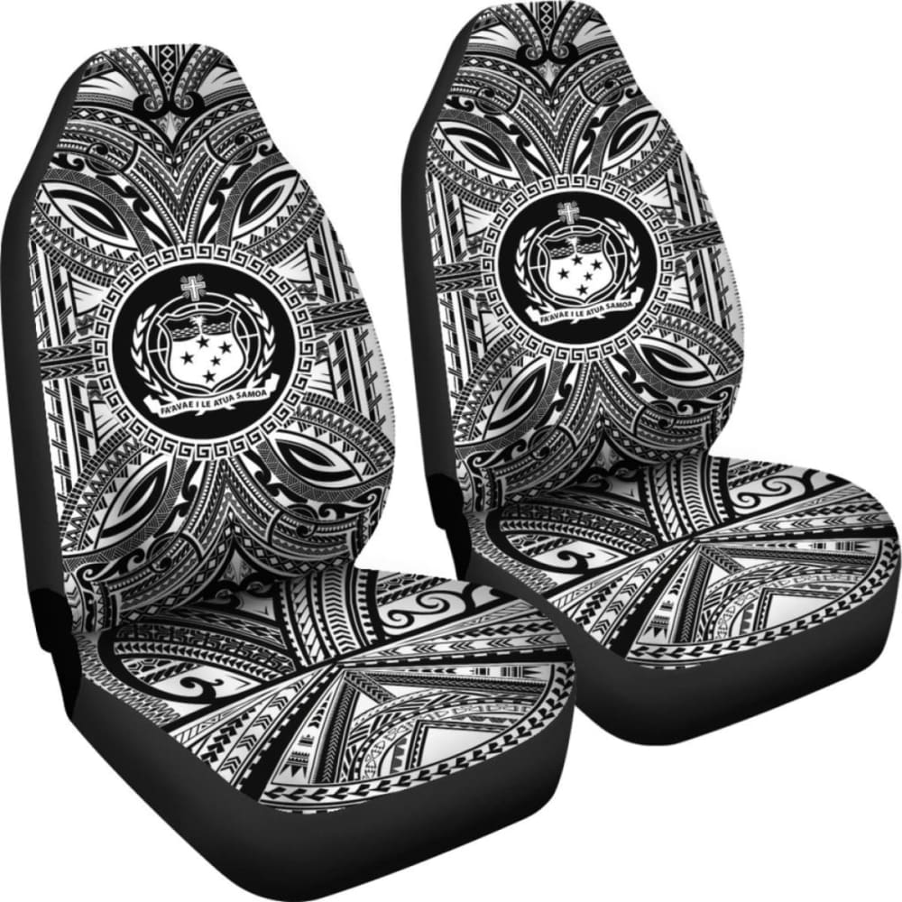 Samoa Car Seat Cover - Samoa Coat Of Arms Polynesian White Black 105905 - YourCarButBetter