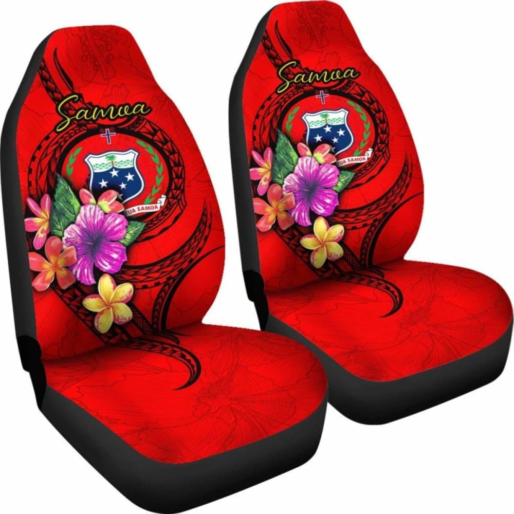 Samoa Polynesian Car Seat Covers - Floral With Seal Red - 153908 - YourCarButBetter