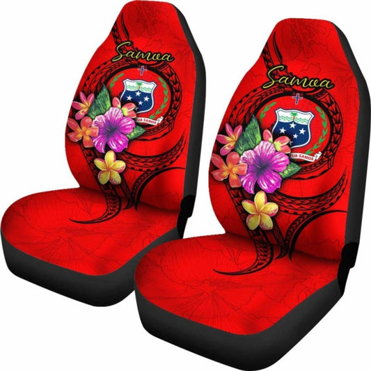 Samoa Polynesian Car Seat Covers - Floral With Seal Red - 153908 - YourCarButBetter