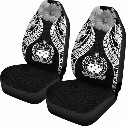 Samoa Polynesian Car Seat Covers Pride Seal And Hibiscus Black - 232125 - YourCarButBetter
