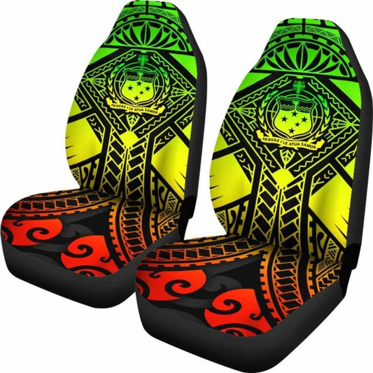Samoa Polynesian Car Seat Covers - Samoa Reggae Seal With Polynesian Tattoo - 174914 - YourCarButBetter
