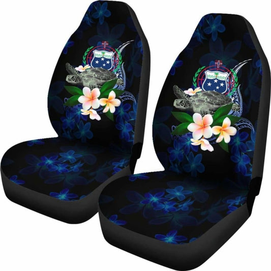 Samoa Polynesian Car Seat Covers - Turtle With Plumeria Flowers - 091114 - YourCarButBetter