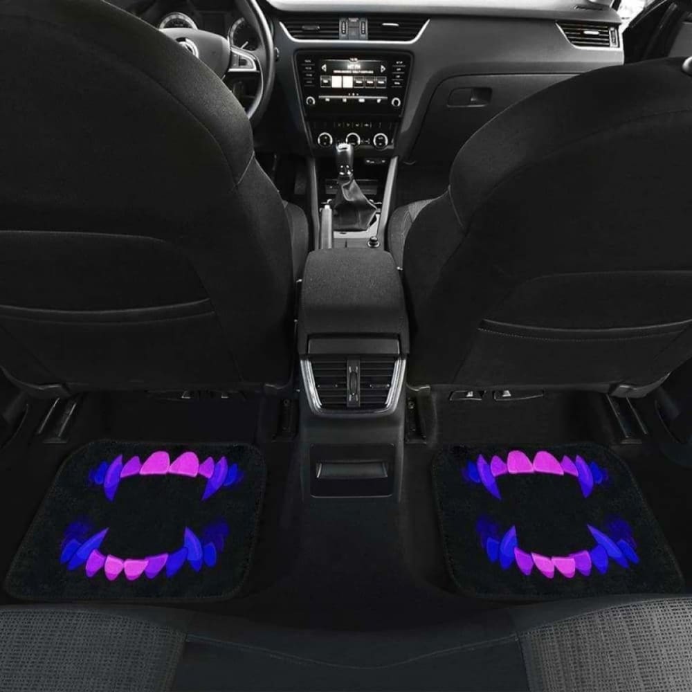 Scary Teeth Blue Neon Color Car Floor Mats 153908 - YourCarButBetter