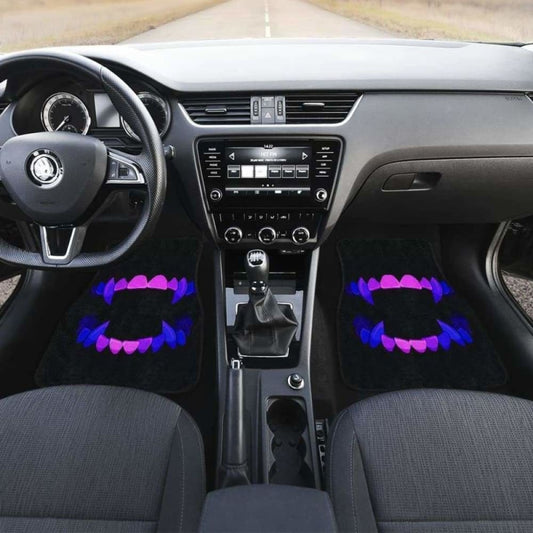 Scary Teeth Blue Neon Color Car Floor Mats 153908 - YourCarButBetter