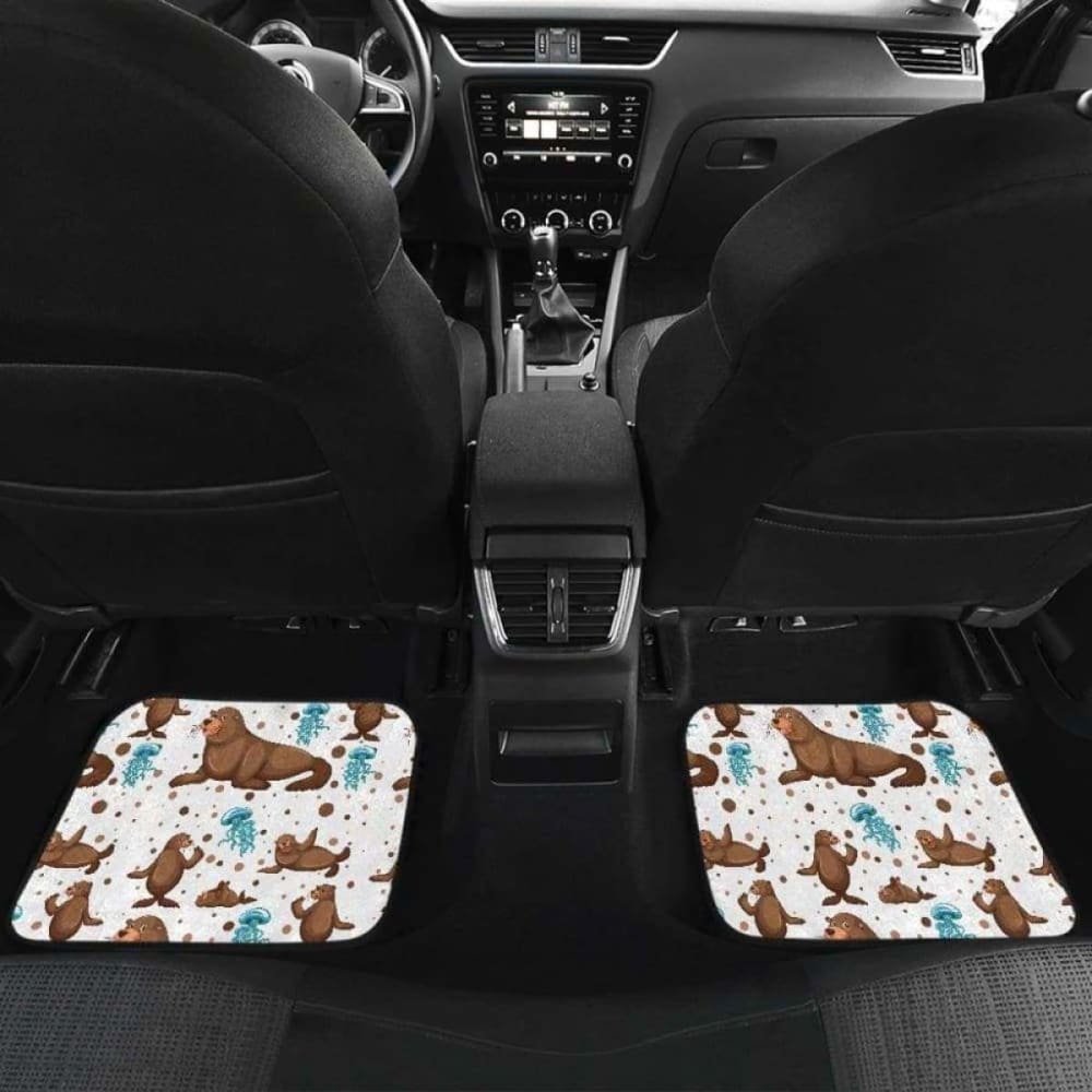 Sea Lion Seals Jellyfish Pattern Front And Back Car Mats 154813 - YourCarButBetter