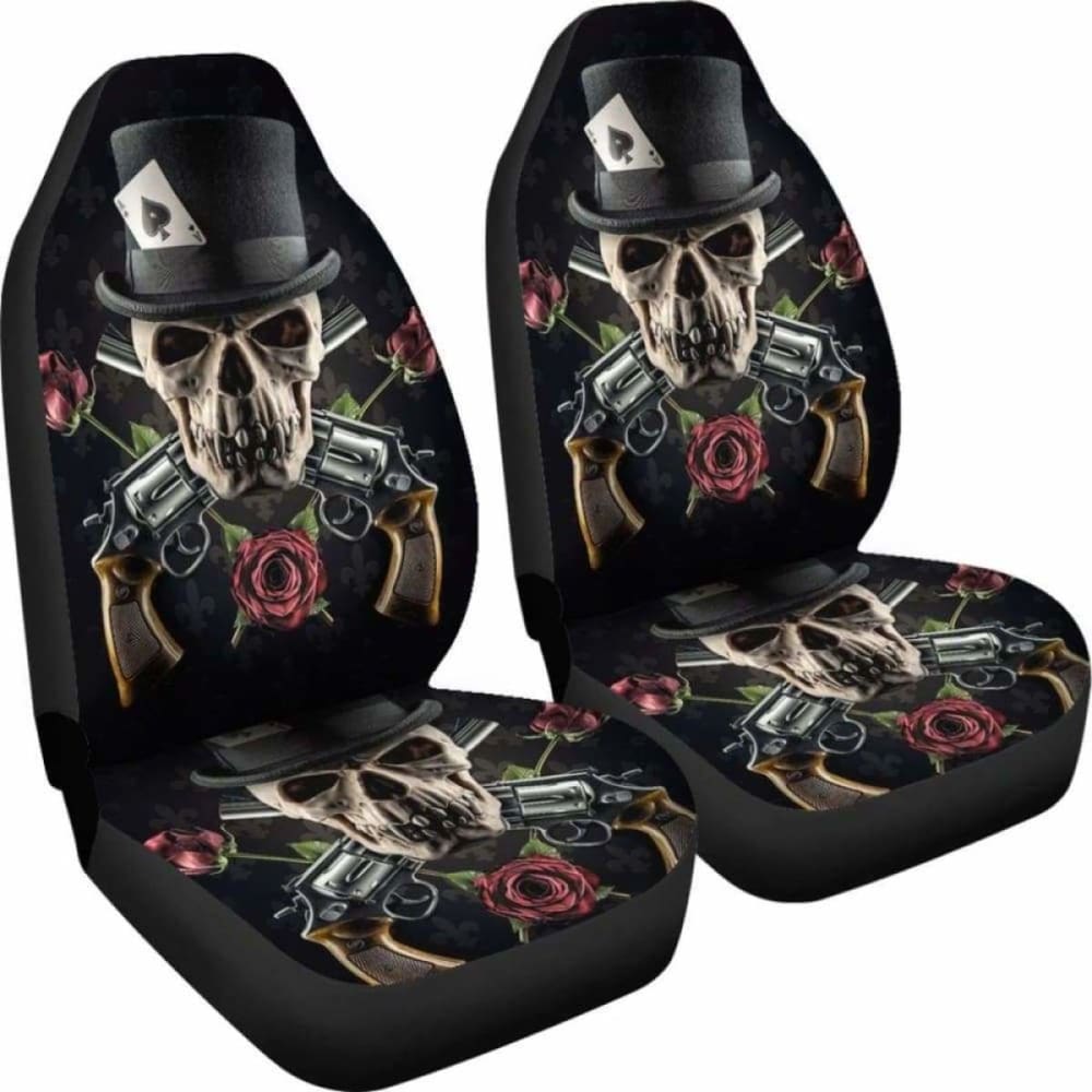 Set 2 Pcs Gothic Skull Car Seat Covers 101207