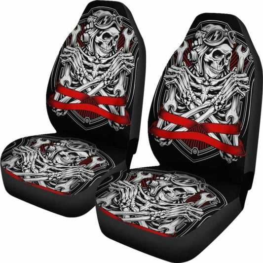 Set 2 Pcs Gothic Skull Car Seat Covers 172727