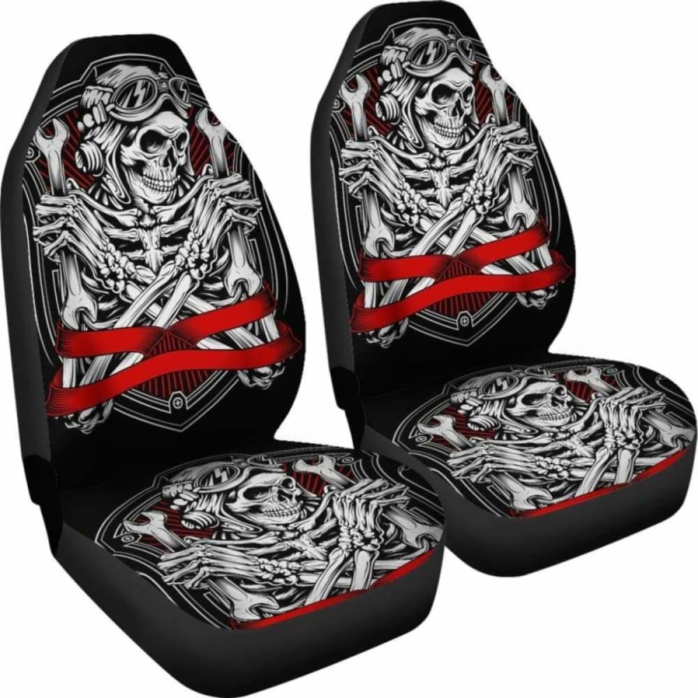 Set 2 Pcs Gothic Skull Car Seat Covers 172727