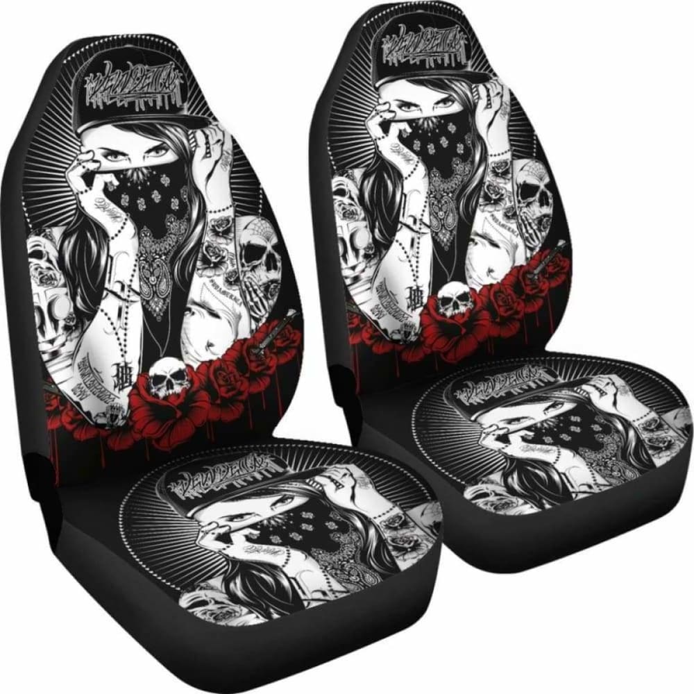 Set 2 Pcs Gothic Skull Car Seat Covers 172727