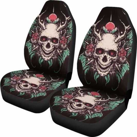 Set 2 Pcs Gothic Skull Car Seat Covers 172727